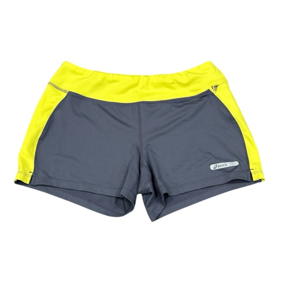 Asics Grey Yellow women’s size S Athletic Shorts